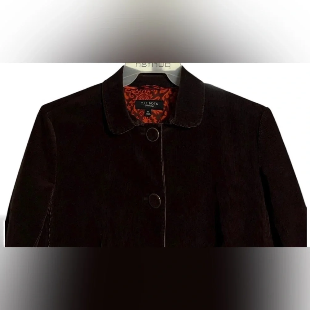 Talbots Brown Corduroy Button Front Jacket Size 14 | Classic Fall Layer - Picture 3 of 6